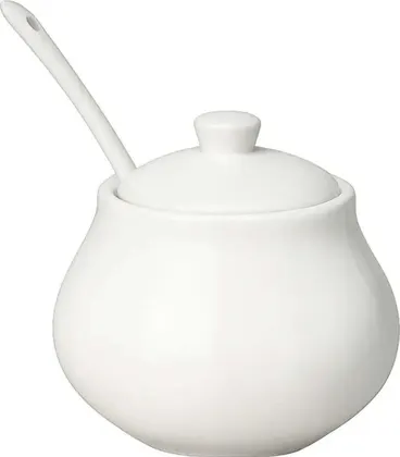 AZUCARERA DE PORCELANA CON CUCHARA BLANCA