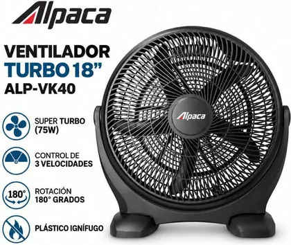 VENTILADOR TURBO ALPACA 18 75W ALPVK40N