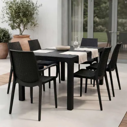 SET RATAN 4 SILLAS + 2 SILLONES + MESA 140x80x76 RECTANGULAR HK004
