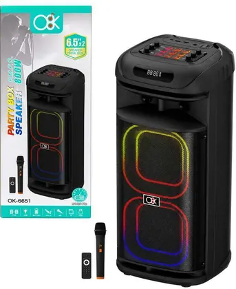 Parlante Bluetooth 2×6.5 Pulgadas 800W PARTY BOX 6651