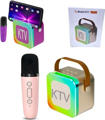 Parlante Bluetooth Luz RGB Portatil Usb + Microfono Karaoke K13