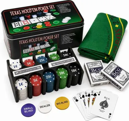 FICHAS DE POKER con dos juegos de cartas, mantel y ciegas X200PCS