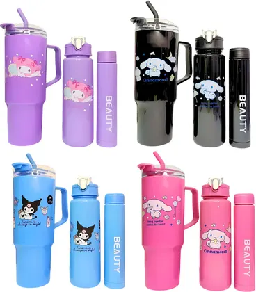 Set Vaso + 2 Botellas Diseño Personajes