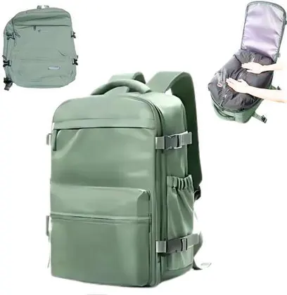 Mochila de Viaje de mano Carry On Shuerbei de Cuero Verde 3070