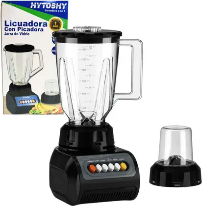 Licuadora Y Picadora 2 En 1 Jarra Vidrio 1.5l 500w HY-999G