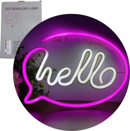 Cartel Neon Luminoso HELLO –