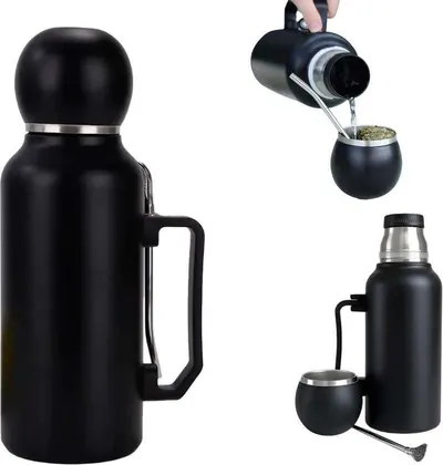 TERMO CON MATE Y BOMBILLA FOOTBALL THERMOS SUS304