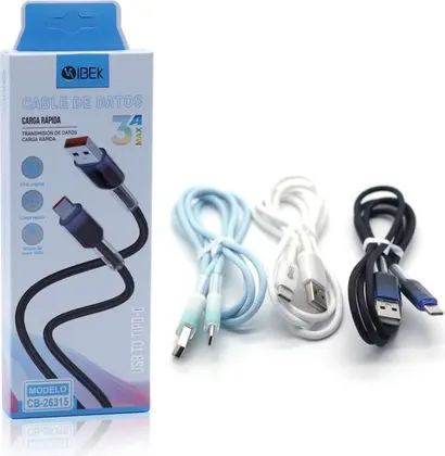 CABLE IBEK 3A USB-TIPO C MALLADO CB-26315