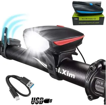 LUZ DE BICI RECARGABLE USB SOLAR S7599