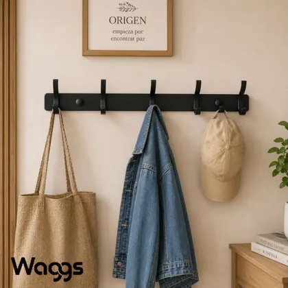 Perchero de Pared 5 Ganchos WAGGS PERE06 color negro