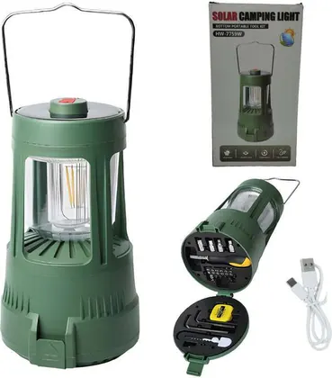 Lampara Solar con Manija y Kit de Herramientas CAMPING LIGHT HW-7759W