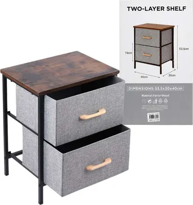 Mesa de Luz Organizadora Con Cajones 2 Niveles de Hierro YP-801