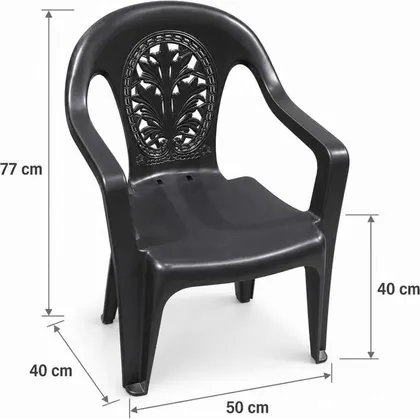 SILLA PLASTICA NEGRA CON DISEÑO