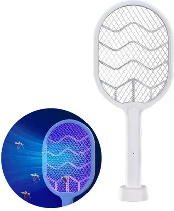 Raqueta Mata Moscas y Mosquitos recargable con Base