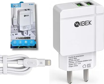 CARGADOR CON CABLE LIGHTING IPHONE IBEK IB-3023