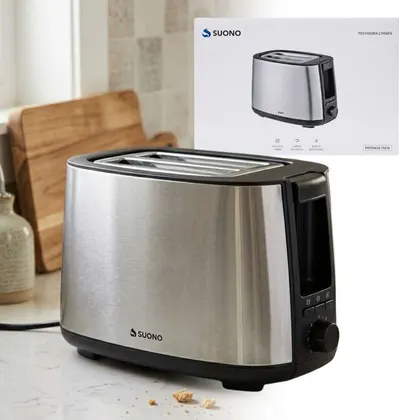 Tostadora Electrica 2 Ranuras 750W Metalica SUONO HOG467