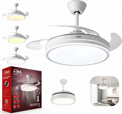 VENTILADOR DE TECHO RETRACTIL LED OM 615BL/WH