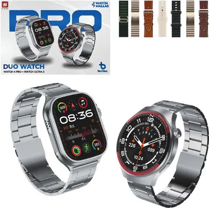 SET DOS RELOJES SMARTWATCH + 7 MALLAS BULLTEC DUO WATCH