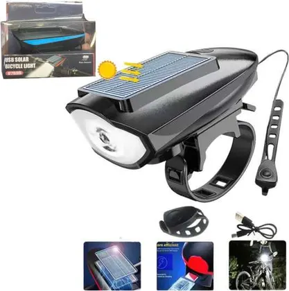Luz de Bici Carga Solar con Bocina 250 Lumens CYCLING LAMP 7588
