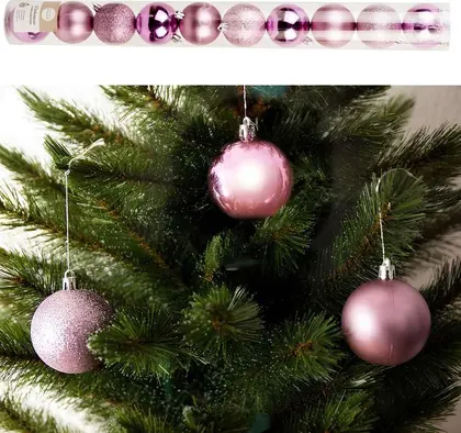 SET DE 9 BOLAS NAVIDEÑAS ROSAS NJ-2024-2-A