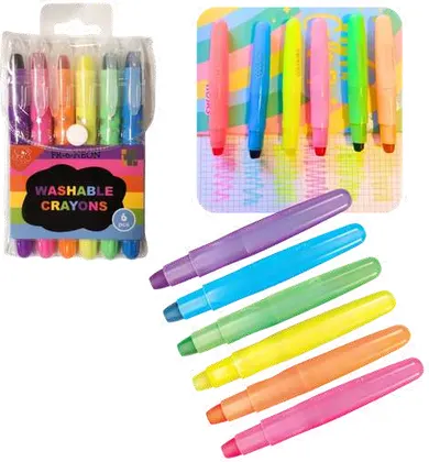 Crayones Neon Lavables x6Pcs