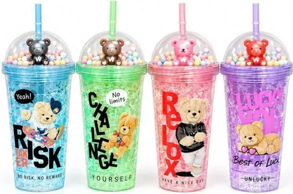 VASO INFANTIL CON SORBETE Y PELOTITAS EN TAPA P529