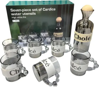 Set de Vasos Y Botella de Vidrio X7PCS 618TRA
