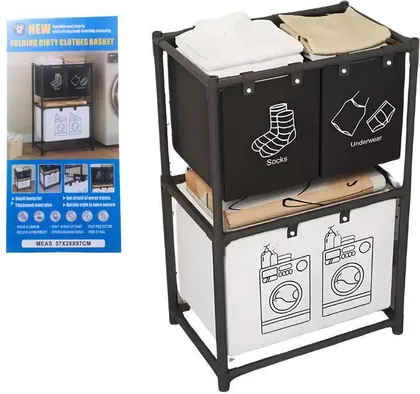 Cesto Organizador De Ropa Lavanderia 2 Niveles FOLDING DIRTY YH6902