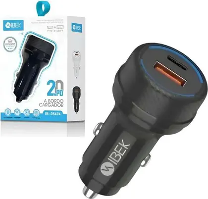 Cargador para Auto USB y Tipo C IBEK IB-25424