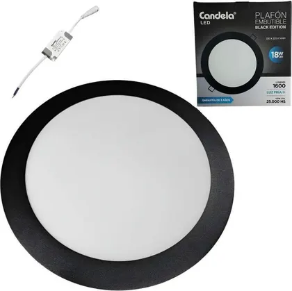 PLAFON EMBUTIBLE BLACK EDIT 7706 18W REDONDO FRIA