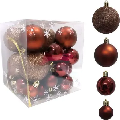 SET DE BOLAS NAVIDAD TAMAÑOS SURTIDOS X12 53388