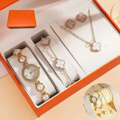Set Reloj Analógico para Mujer + Joyeria con Estuche