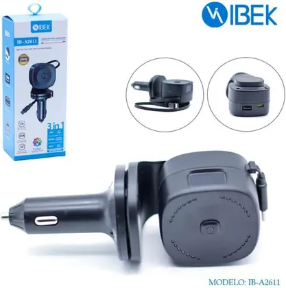 Cargador para Auto con Cable Rebatible Tipo C IBEK IB-A2611